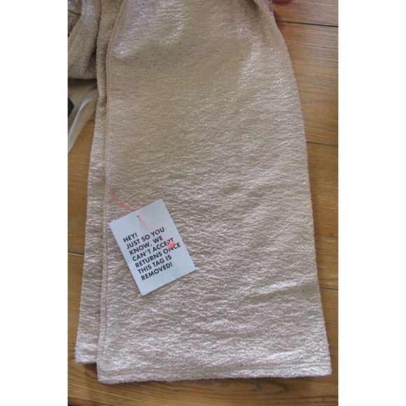 ASOS DESIGN NWT jersey shimmer suit kickflare pant in gold 12 US - Picture 7 of 7